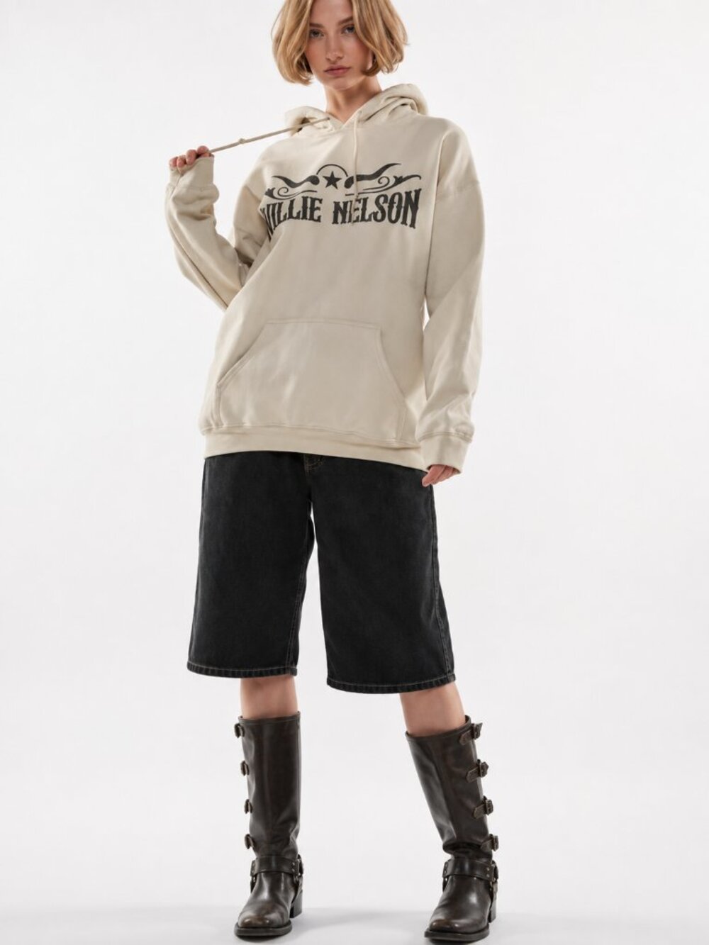 Urban Outfitters Willie Nelson Outlaw Graphic Hoodie Beige XS NWT Western
